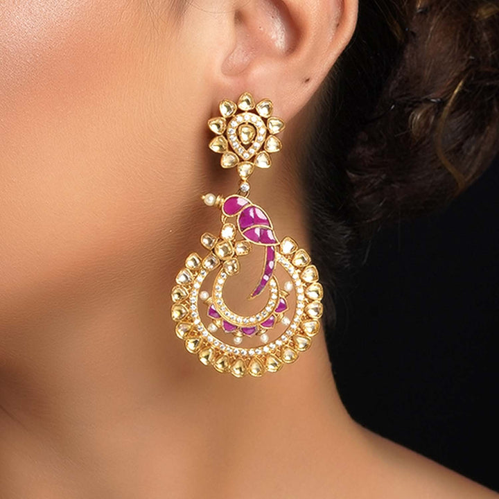 Ankita Ruby Gold Plated Pachi Kundan Earrings