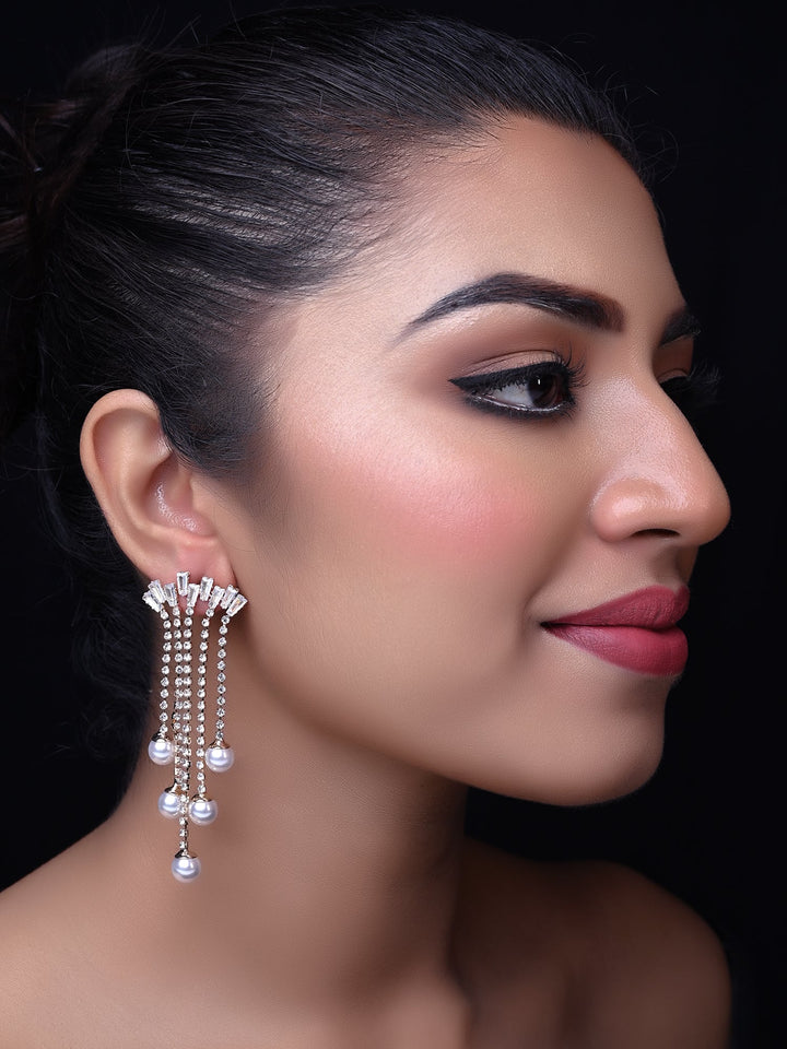 Maaria Rhino Stone Golden Western Earrings - Pearl Drop 2.5