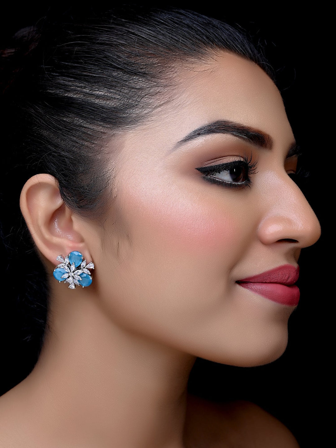 Saroj American Diamond Sky Blue Tops