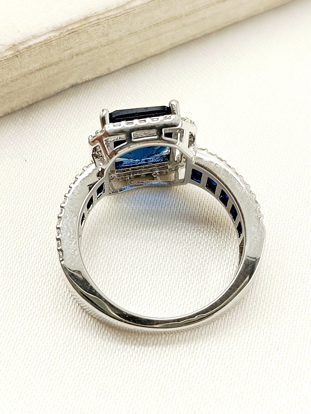 Noorjahan Navy Blue American Diamond Finger Ring