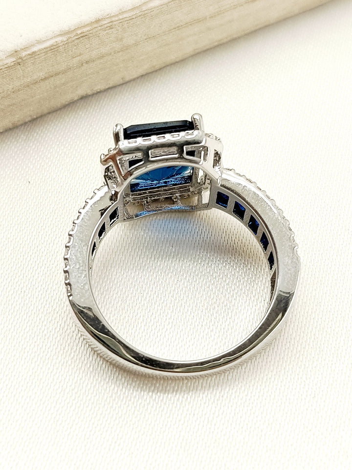 Noorjahan Navy Blue American Diamond Finger Ring