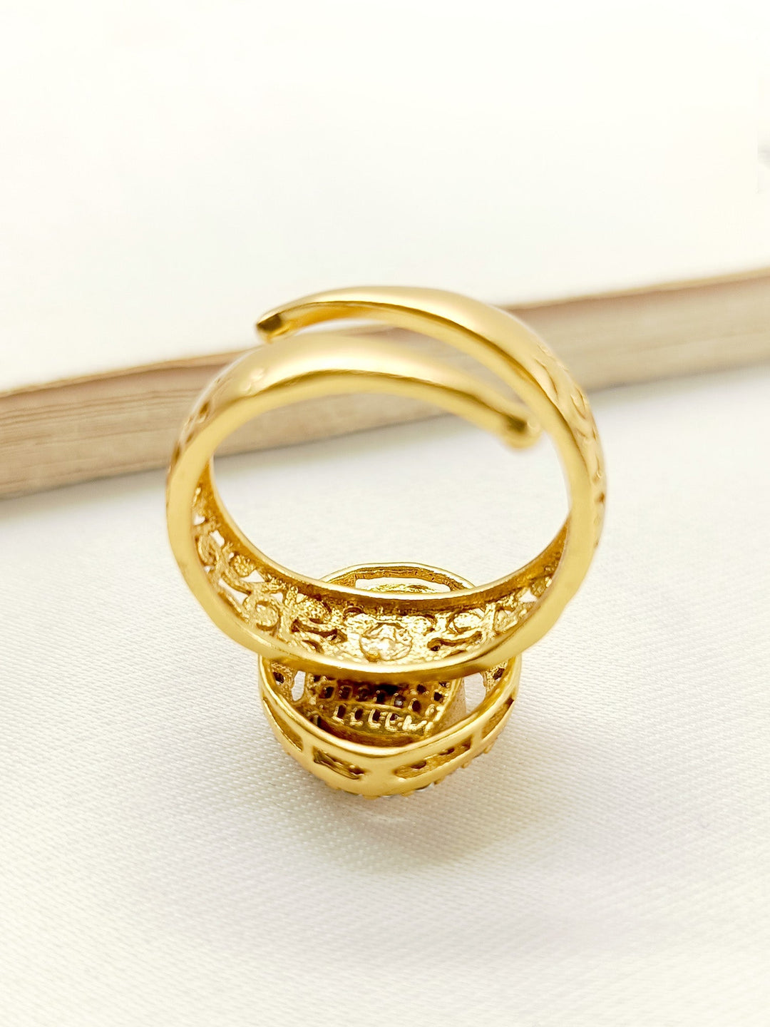 Prarika White Kundan Finger Ring