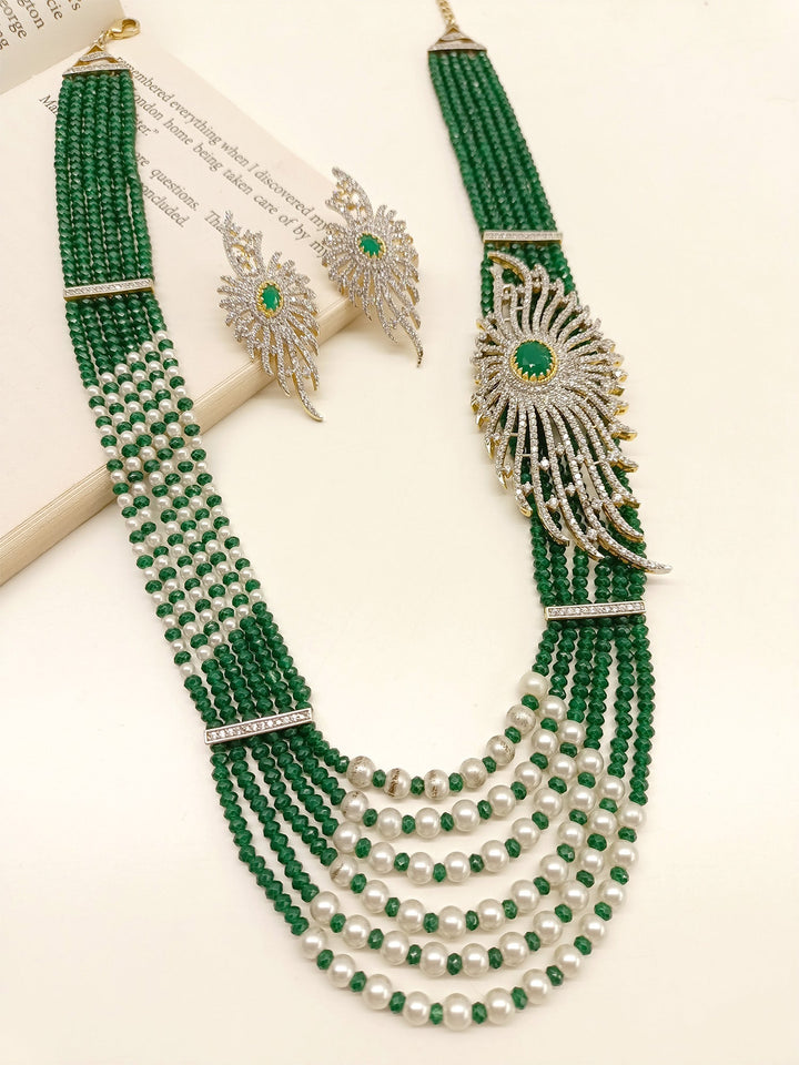 Himangi Emerald American Diamond Necklace Set