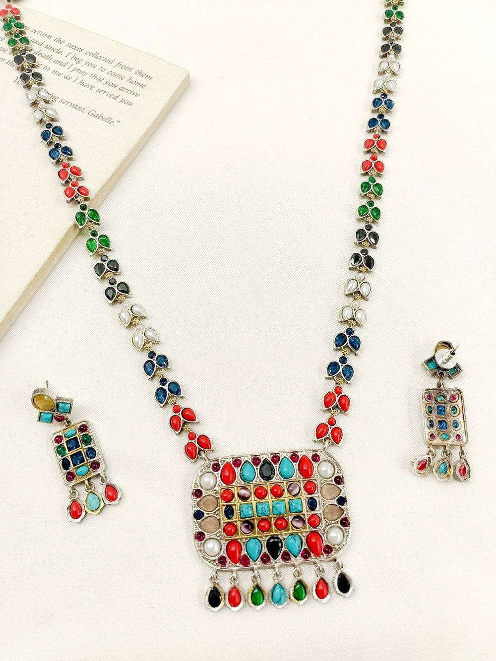 Sanchal Multi Colour Oxidized Necklace Set