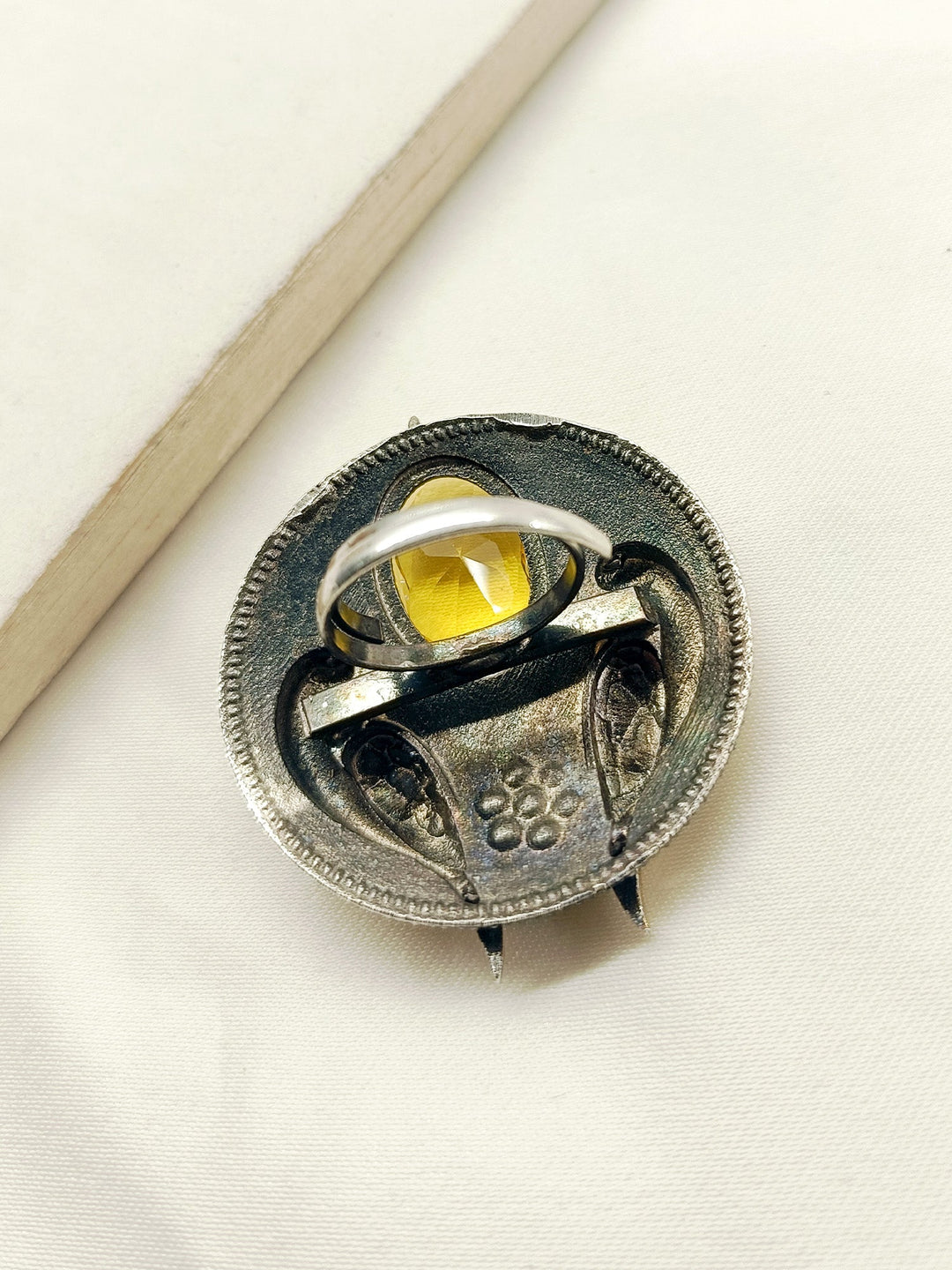 Girjaa Yellow Peacock Oxidized Finger Ring