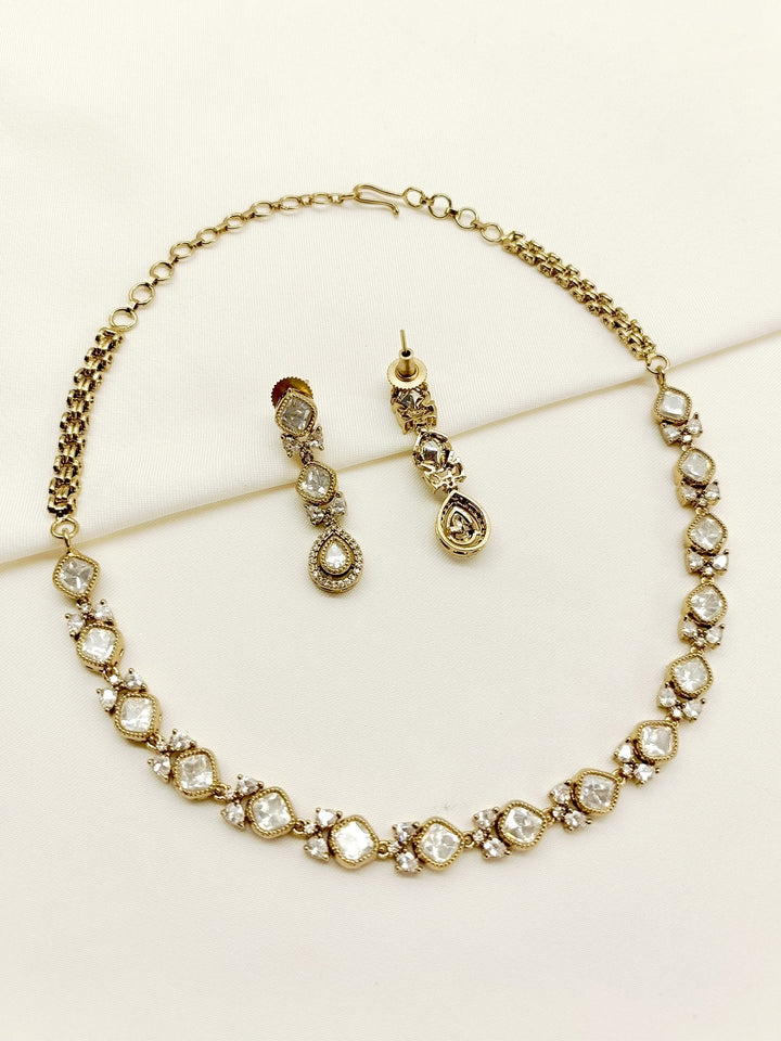 Miya White Polki Necklace Set