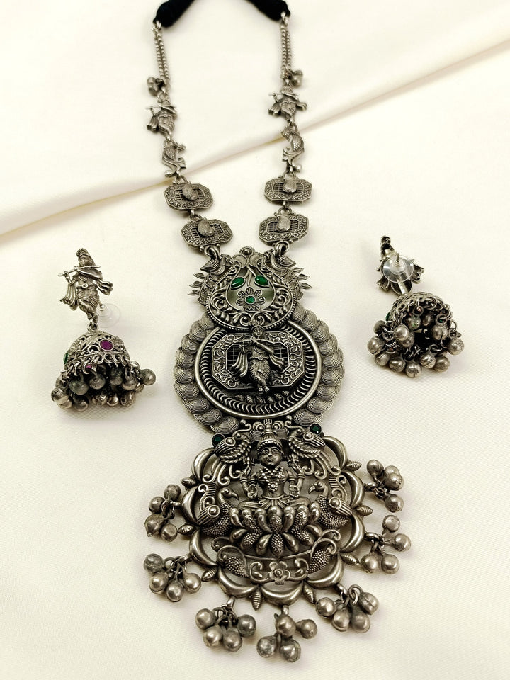 Tanvika Green Oxidized Necklace Set