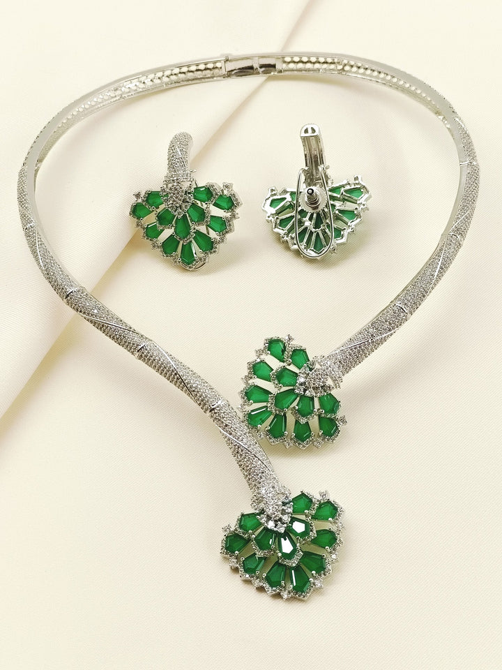 Amruta Green American Diamond Hasli Styled Set