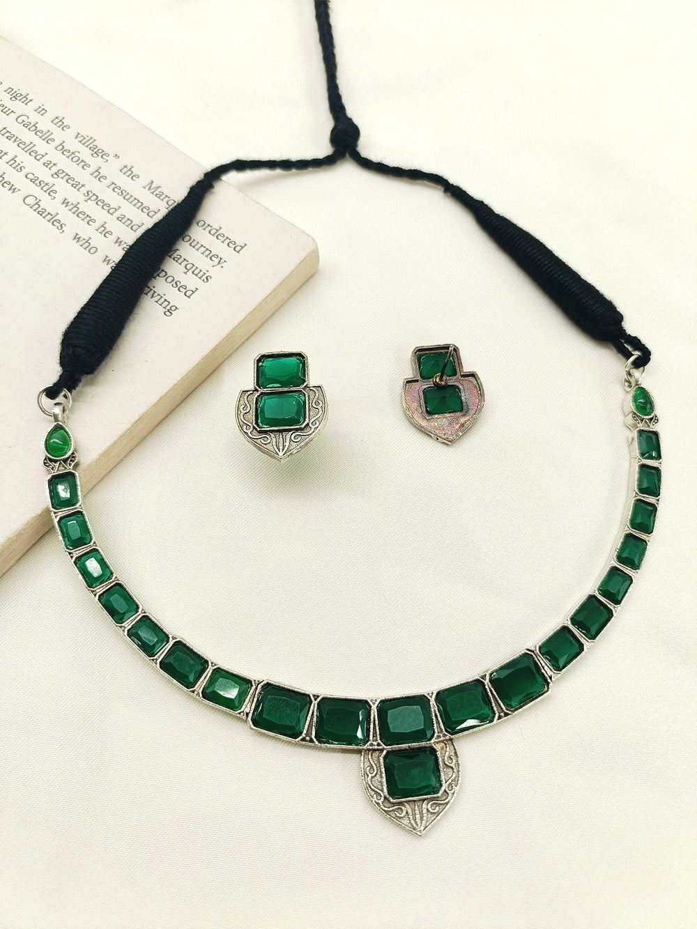 Mumtaz Green Oxidized Necklace Set