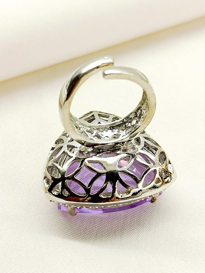 Akshatha Lavender American Diamond Finger Ring