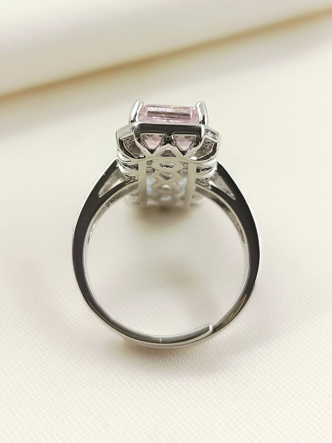 Urvi Pink American Diamond Finger Ring