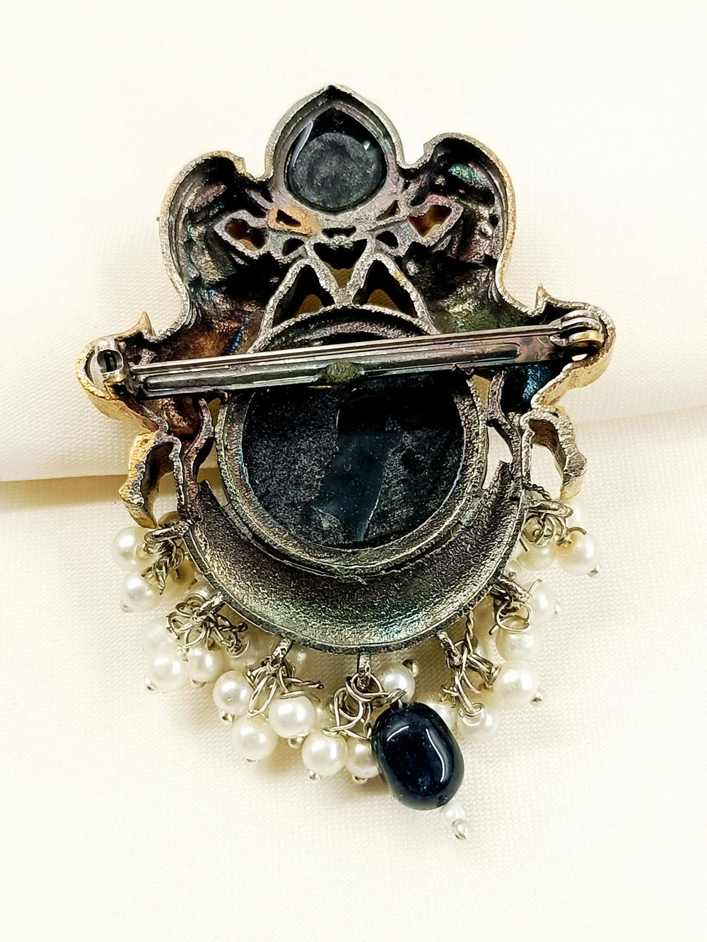 Lalit Black Horse Men's Brooch - Brass With Turquoise