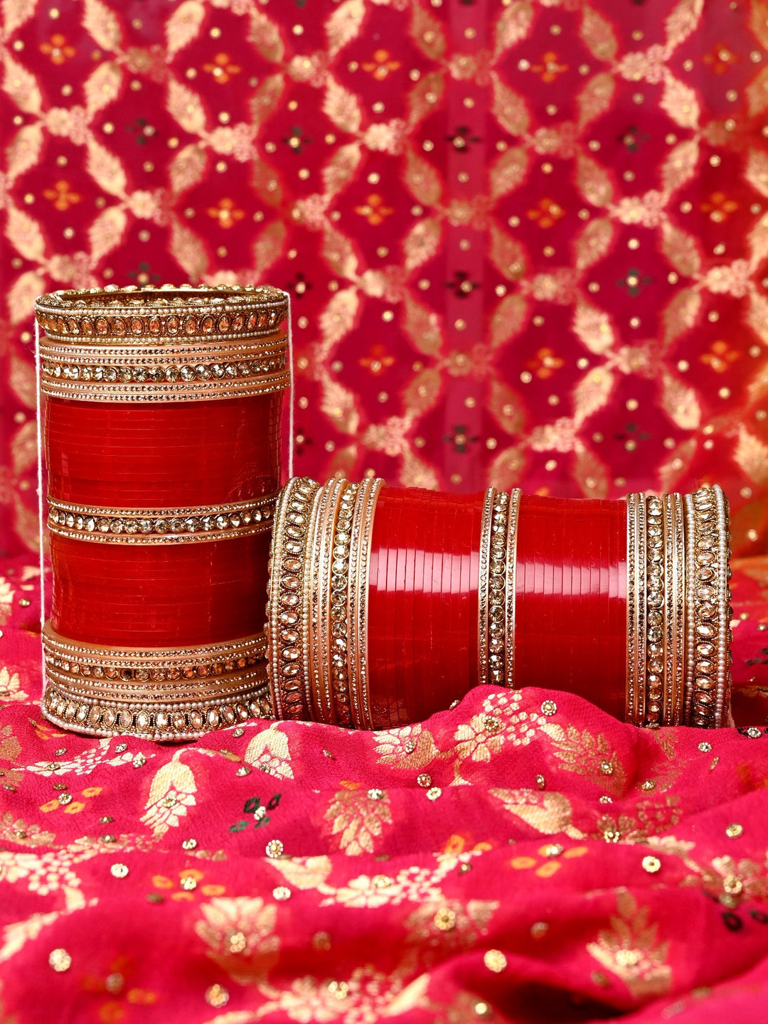 Shiza Maroon Bangle With Copper Stone Work Kada's Punjabi Chura