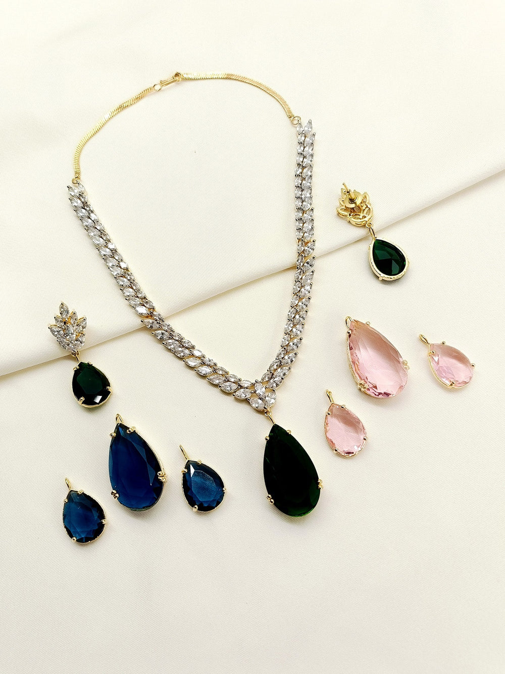 Tinsley Multi Colour American Diamond Necklace Set