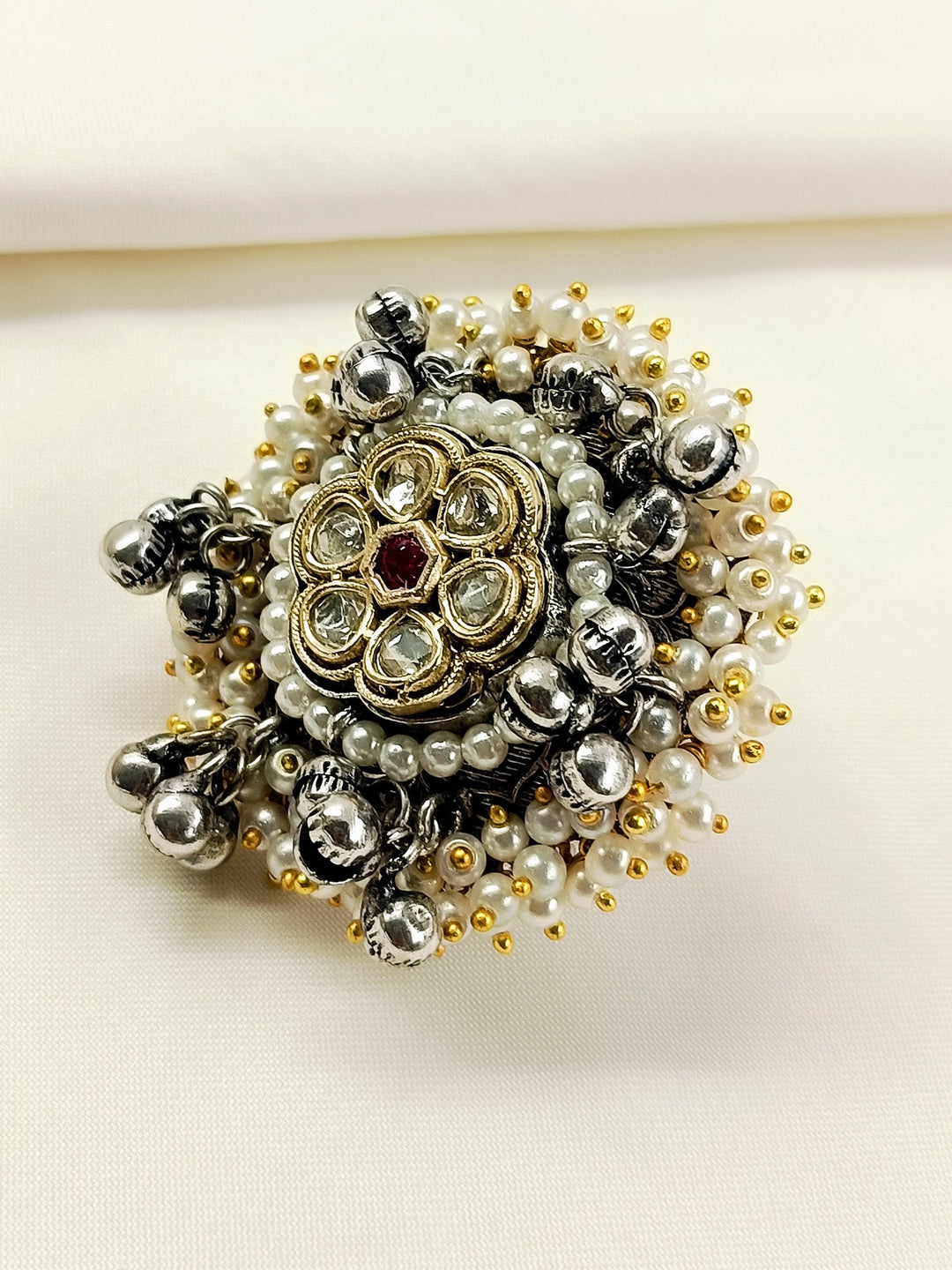 Ela Ruby Oxidized Finger Ring
