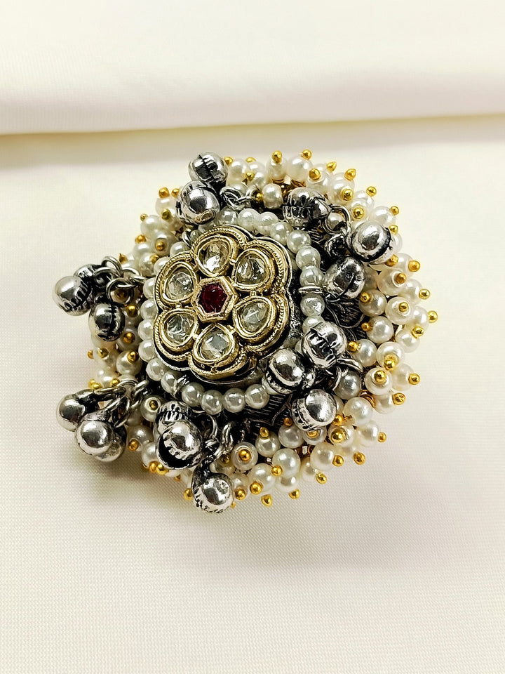 Ela Ruby Oxidized Finger Ring