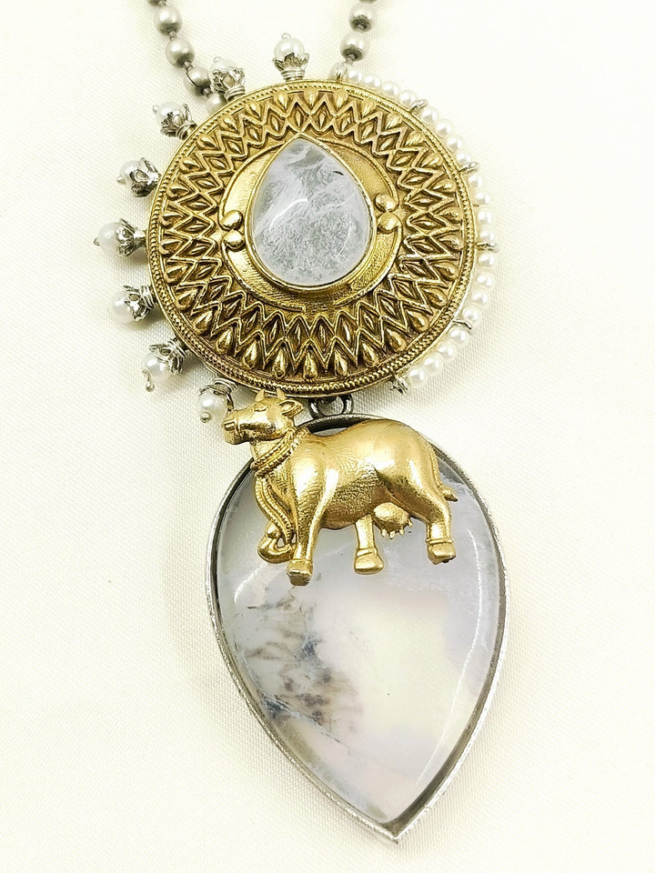 Naman Grey Men’s Dual-Tone Nandi Pendant Neckpiece