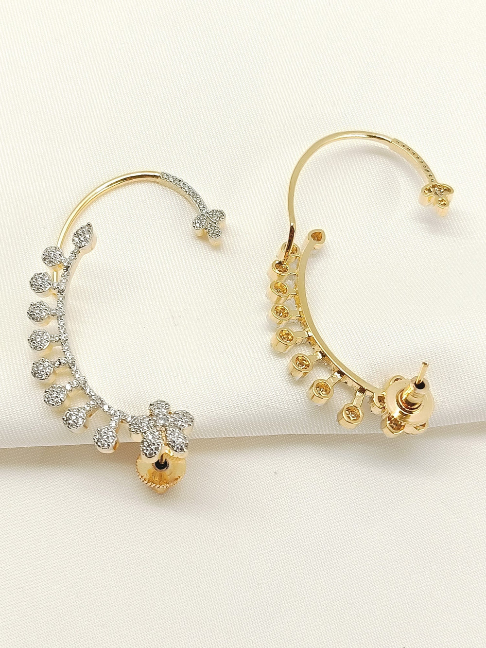 Payal White American Diamond Earrings - Gold-Plated 5.5 cm
