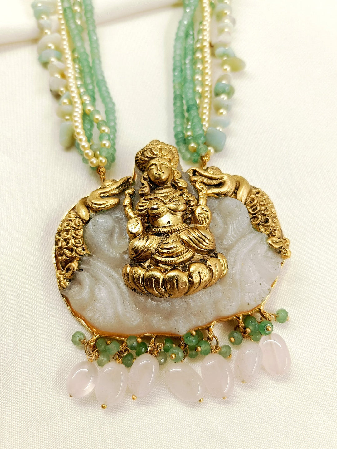 Shree Mint Green Laxmi Ji Beads Neckpiece