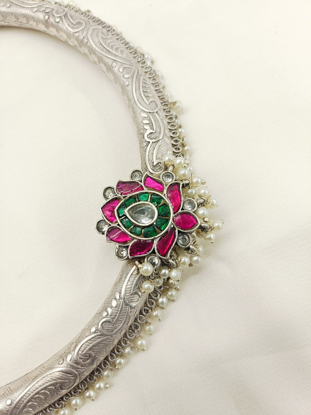 Rajshree M & G Lotus Flower Oxidized Neckpiece