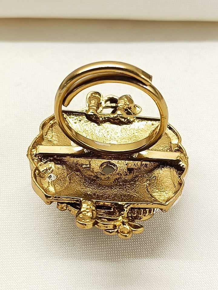 Miraya White Pearl Oxidized Finger Ring