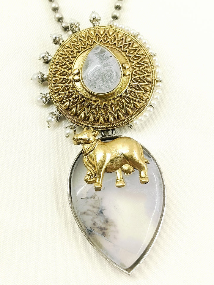 Naman Grey Men’s Dual-Tone Nandi Pendant Neckpiece