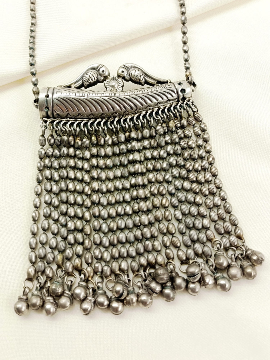 Rakshita Plain Oxidized Neckpiece - Silver Brass Necklace