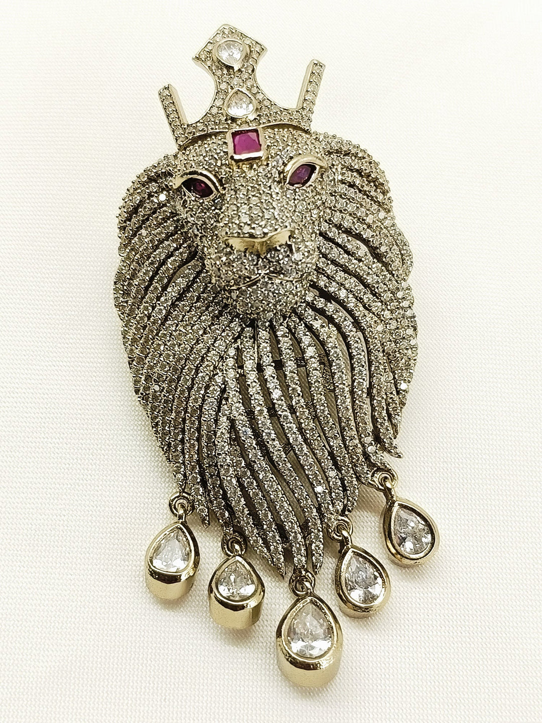 Amol Ruby Lion Brooch
