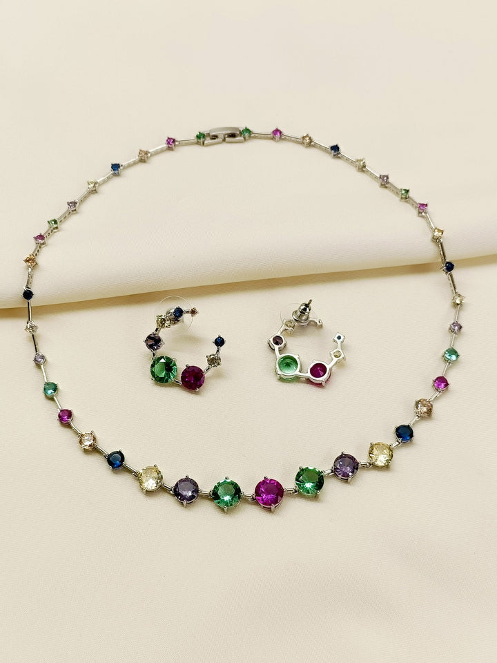 Haisley Multi Colour American Diamomd Necklace Set