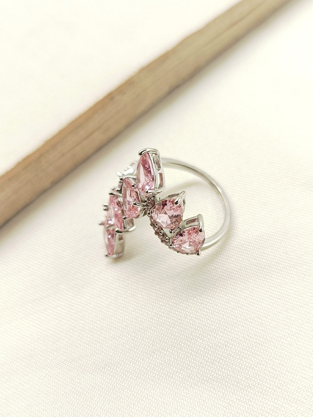 Latavya Pink American Diamond Finger Ring