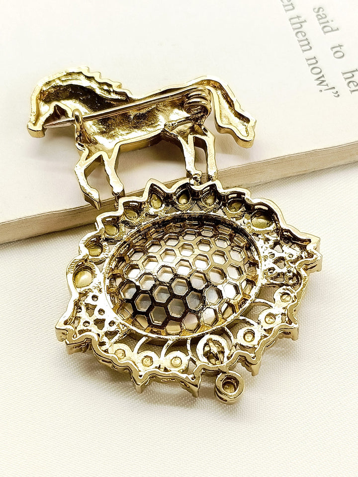 Vivaan White Horse Brooch
