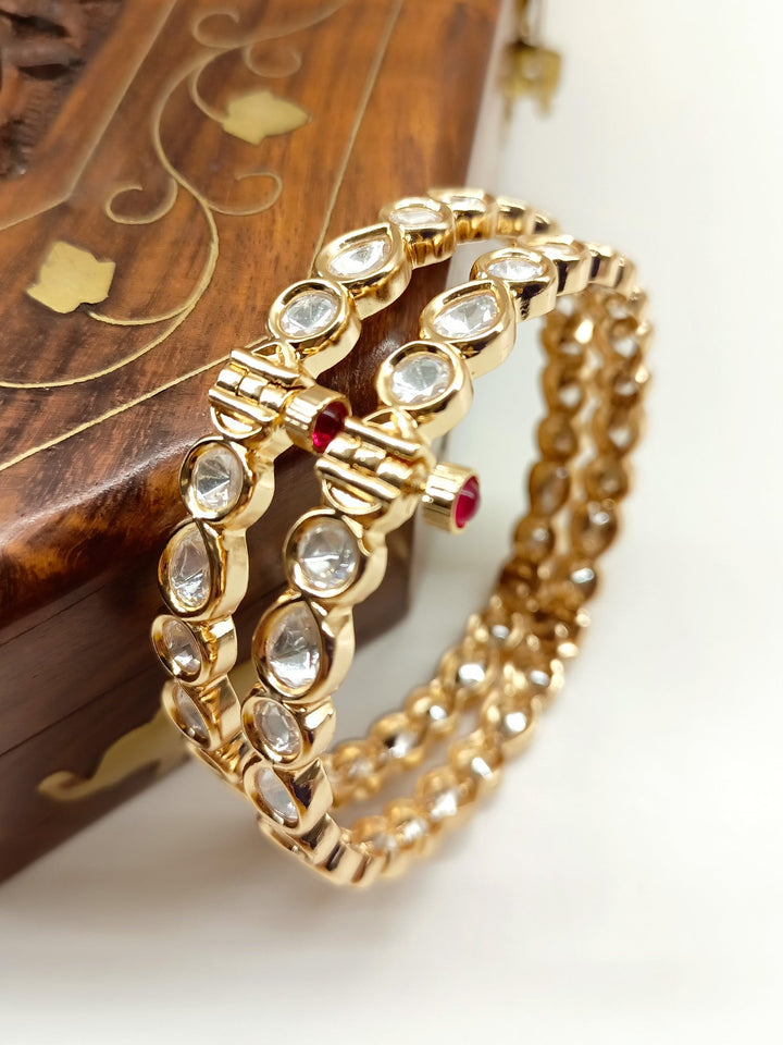 Ubika White Kundan Bangle Pair