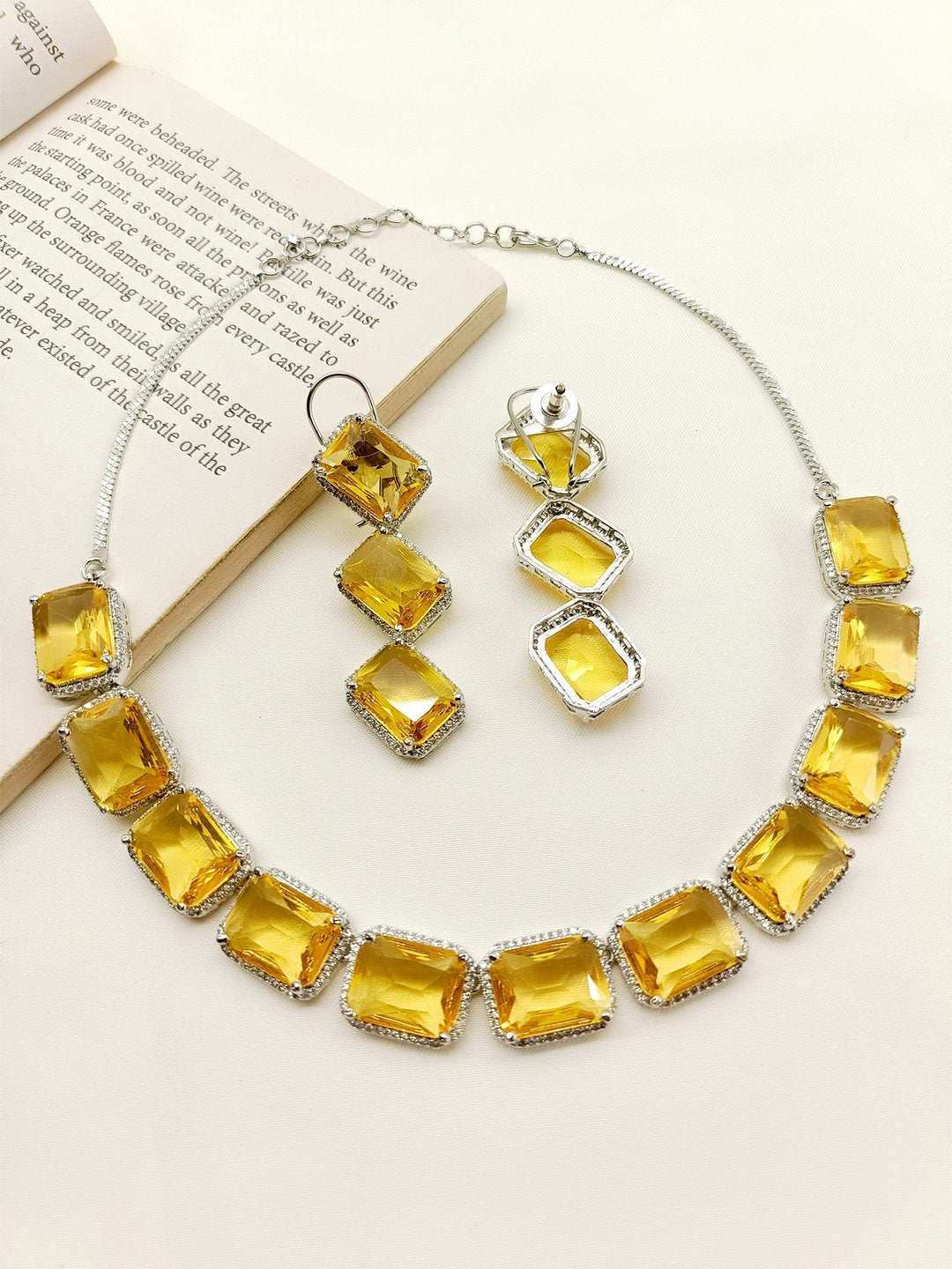 Mini Yellow Swarovski Stone Necklace Set