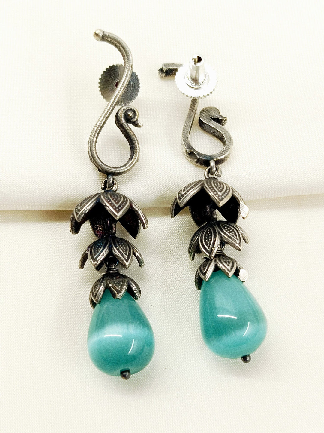 Andrea Mint Green Oxidized Jhumki - Earrings