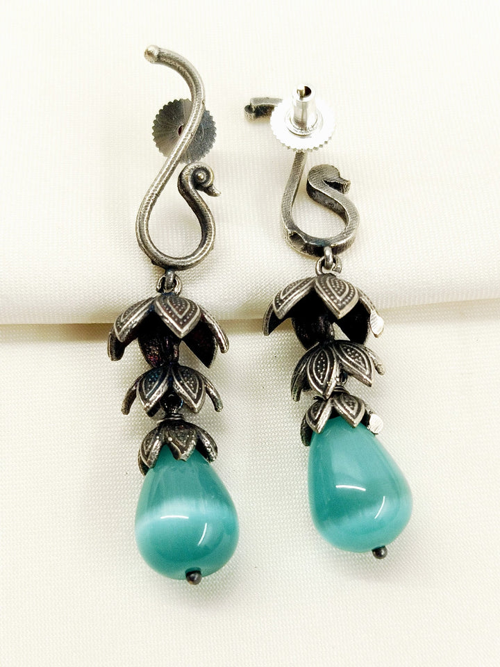 Andrea Mint Green Oxidized Jhumki - Earrings