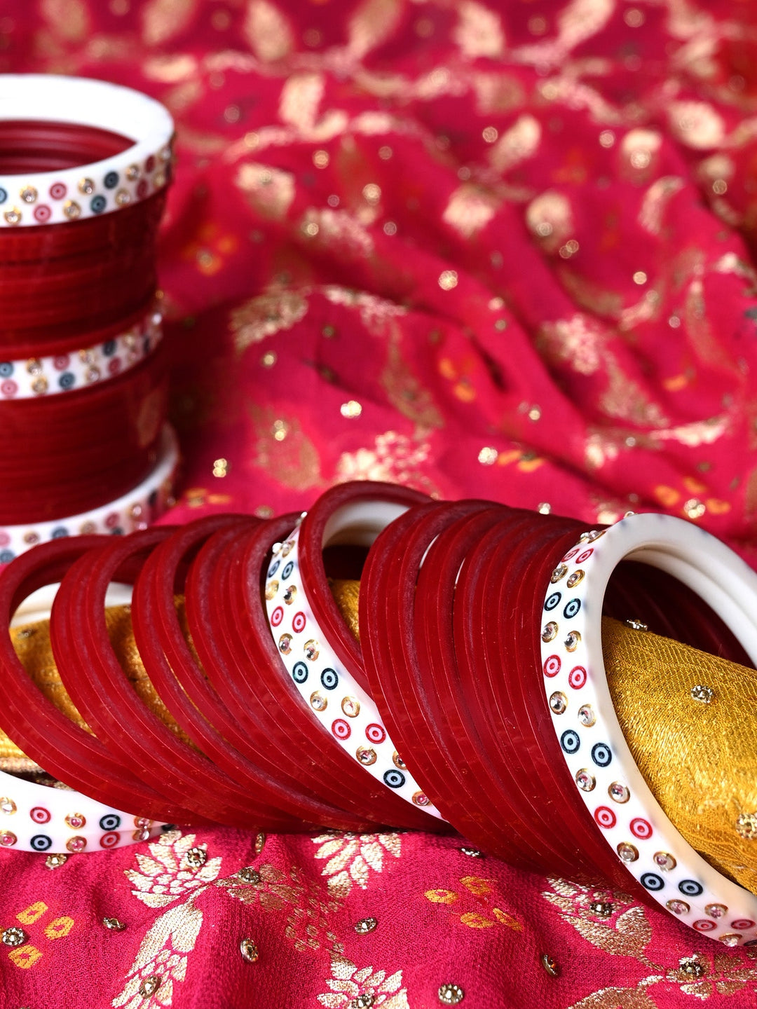 Madhushi Traditional Maroon And White Bangle Punjabi Chura