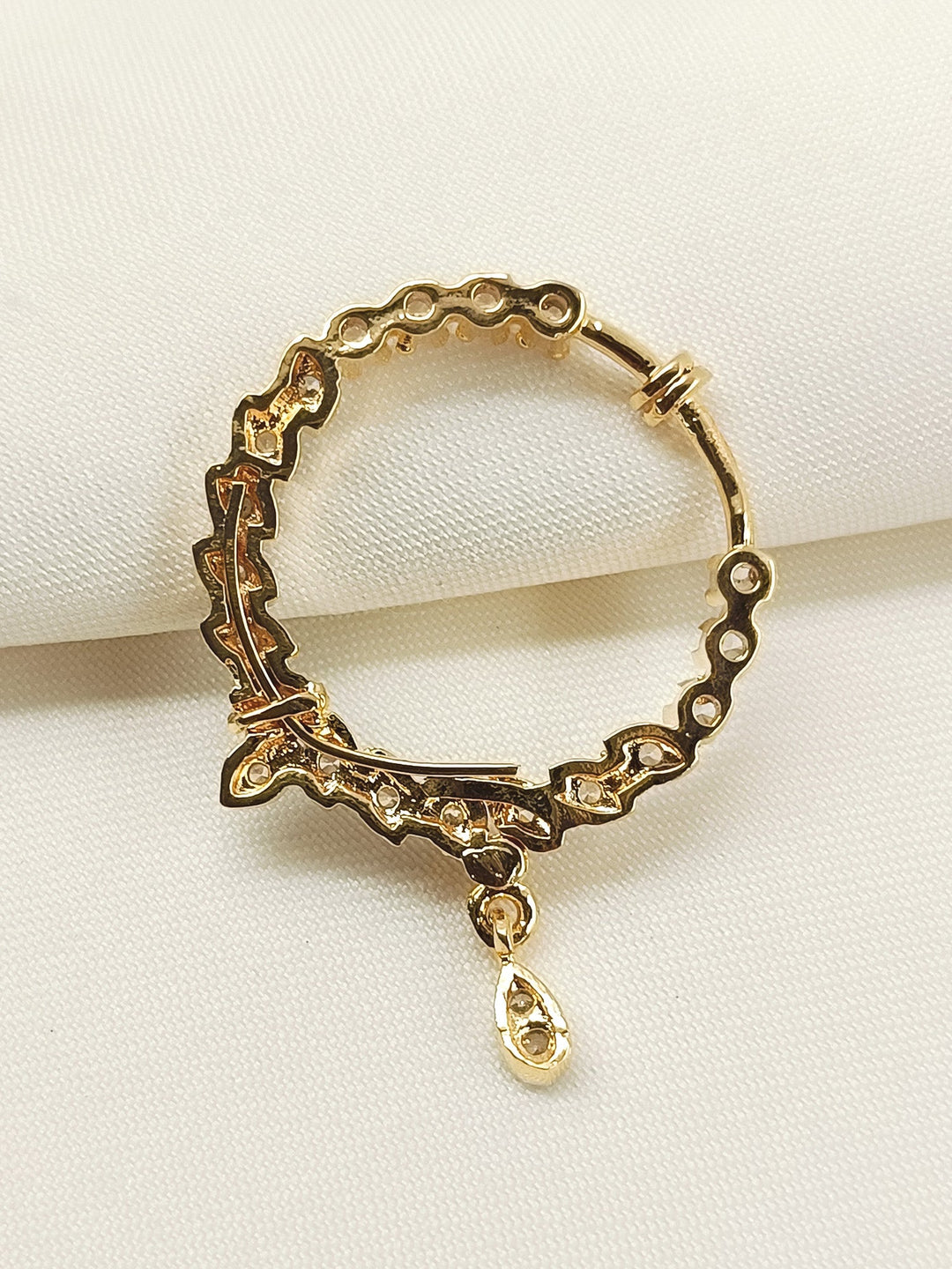 Kesar White American Diamond Nath