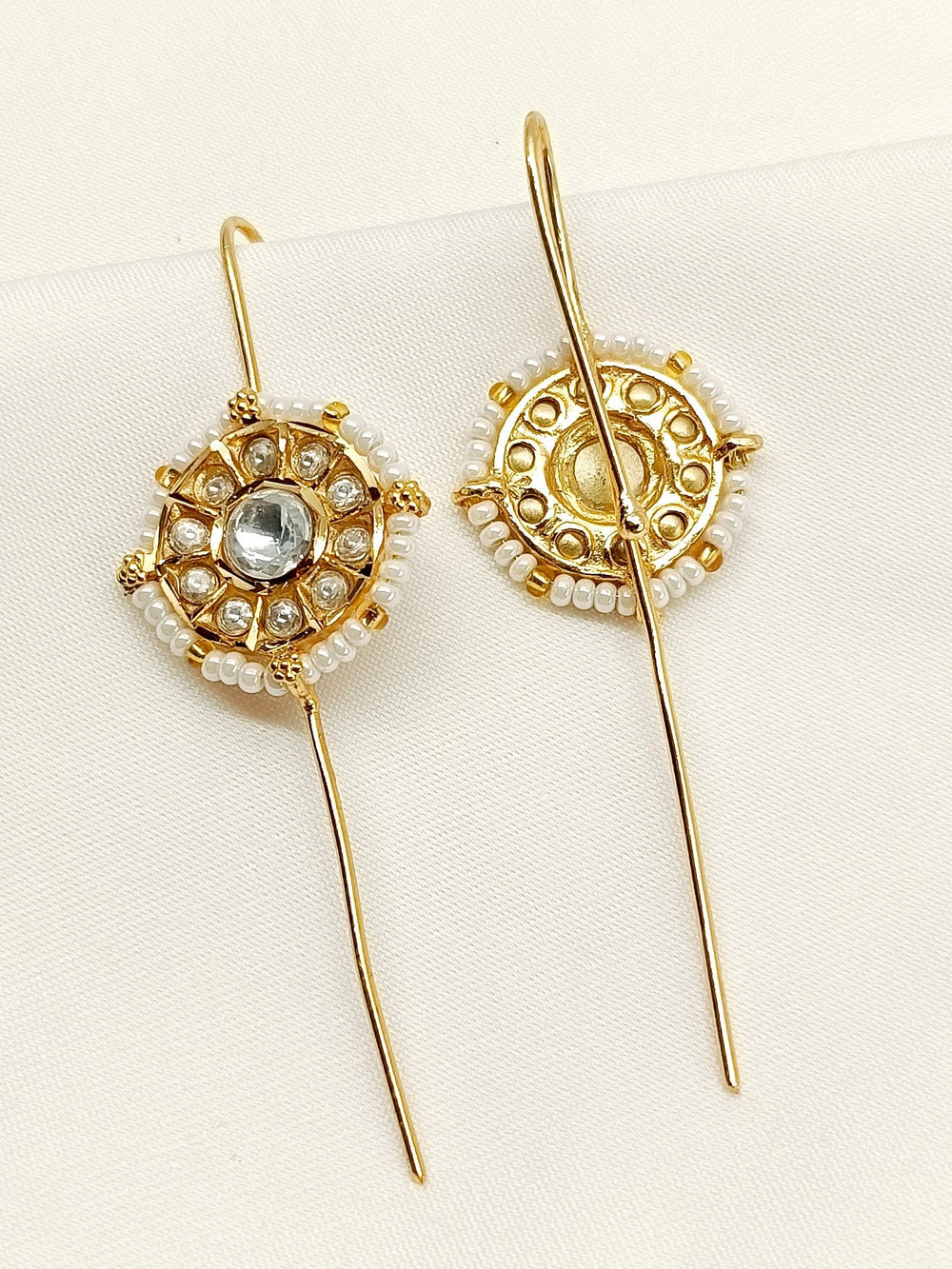 Gunjika White Gold Plated Kundan Ear Cuff [ Price is for Pair ]