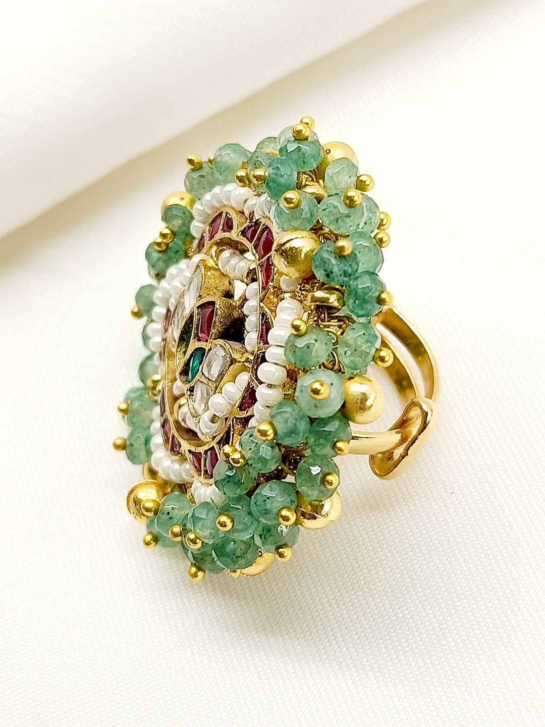 Nami Mint Green Kundan Finger Ring