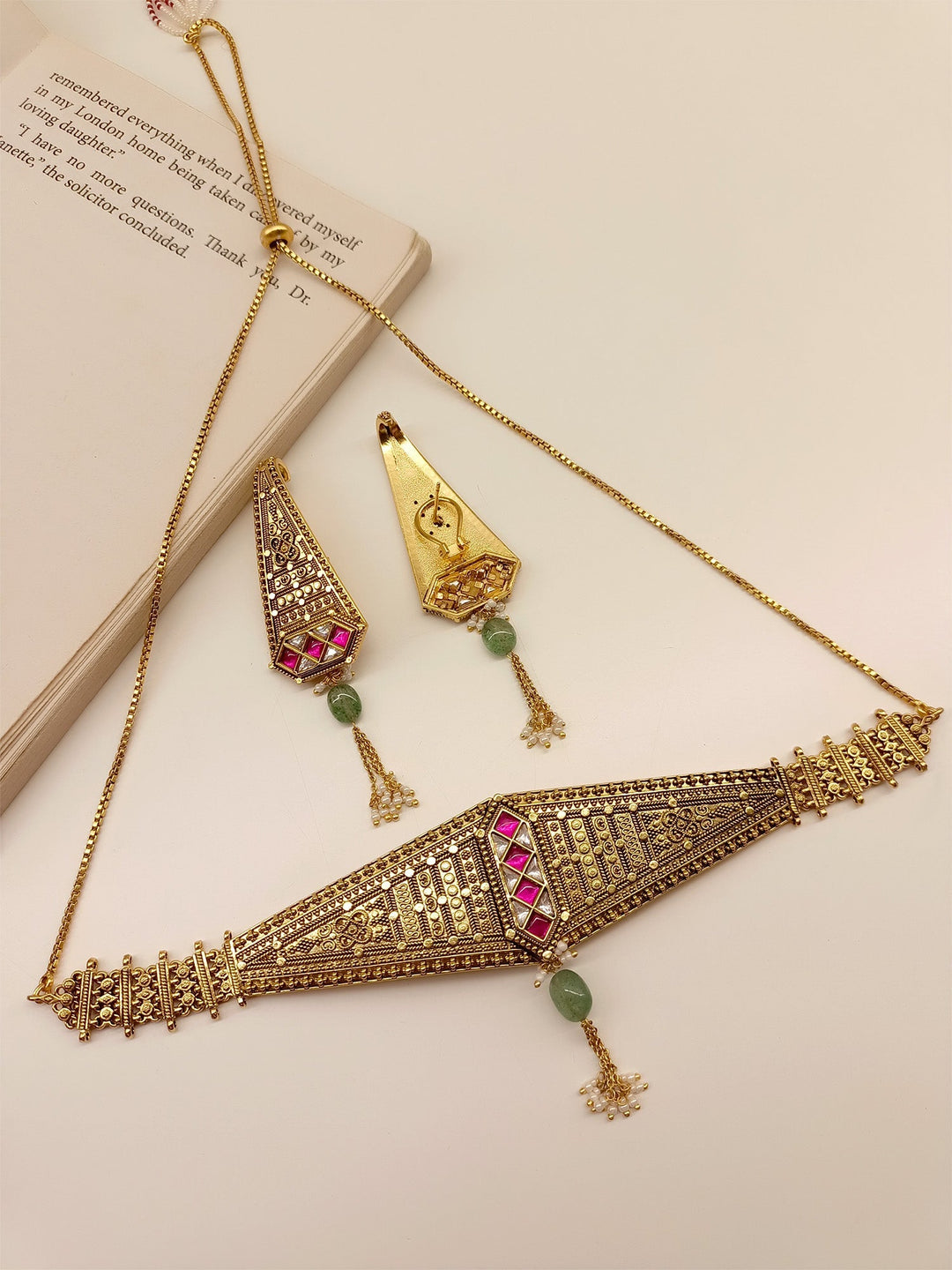 Kavisha Majenta Antique Choker Set - Gold-Plated Brass