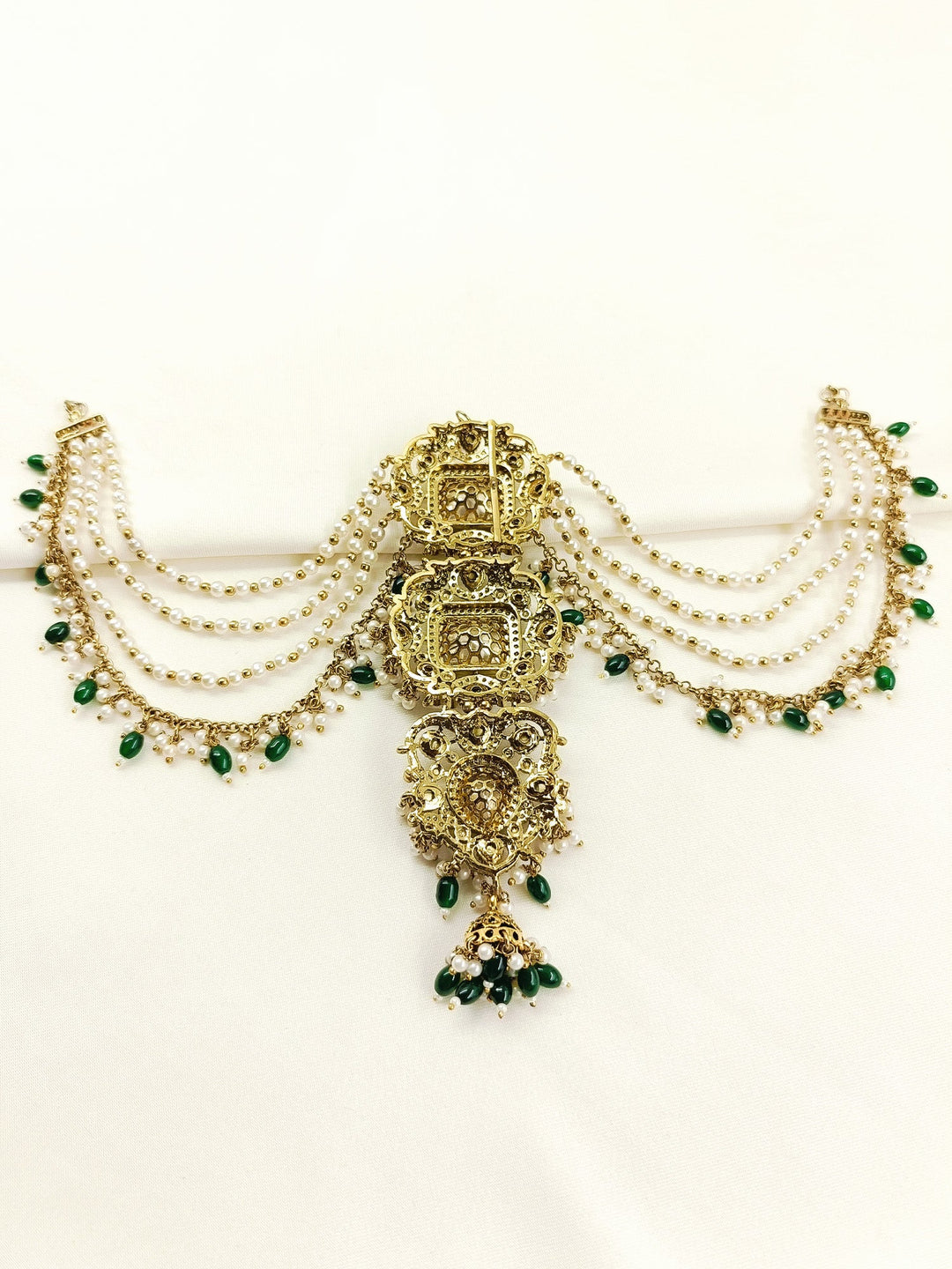 Devika Green Triple Kundan Choti Hair Brooch