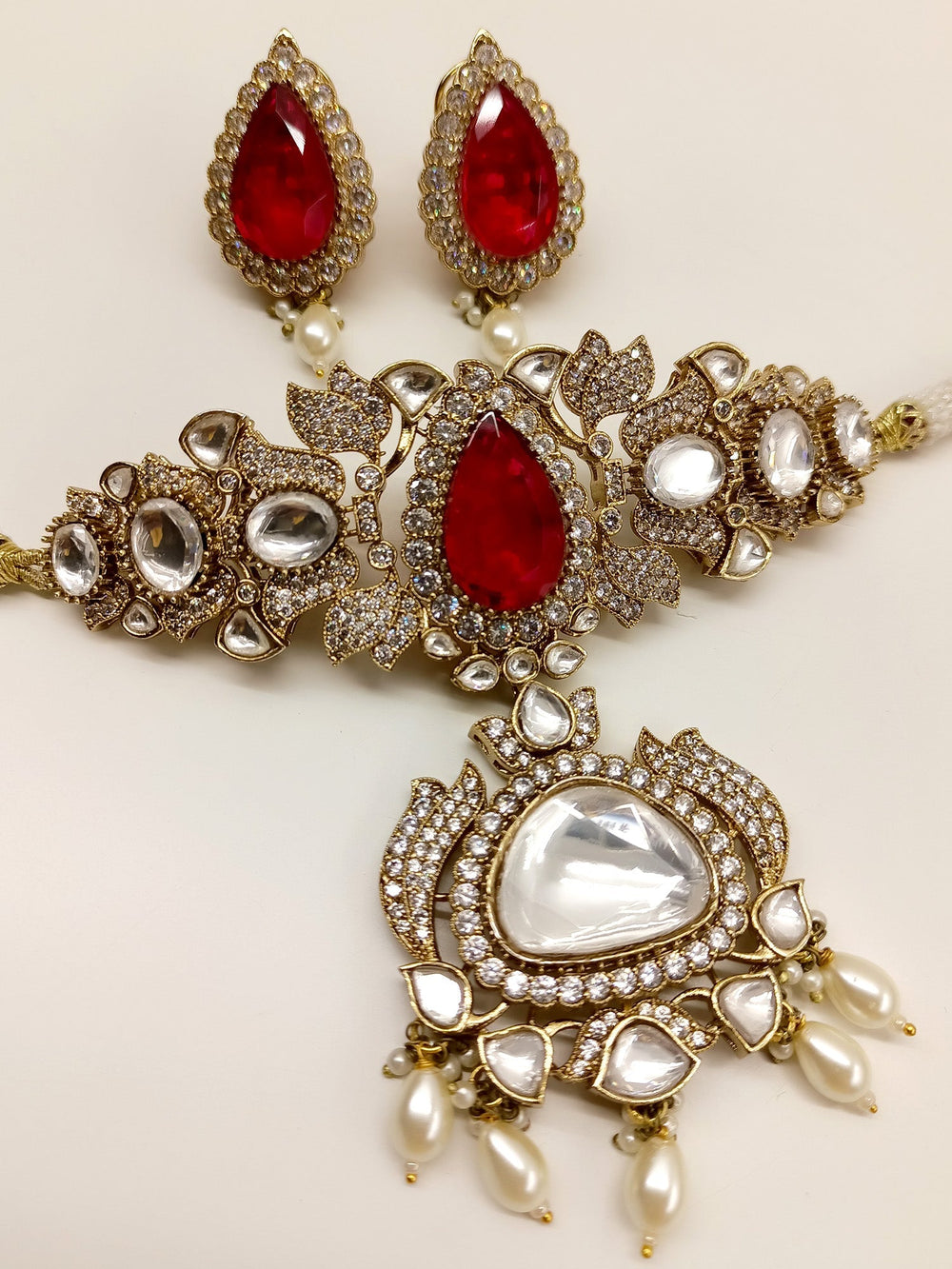 Chandralekha Red Polki Choker Set