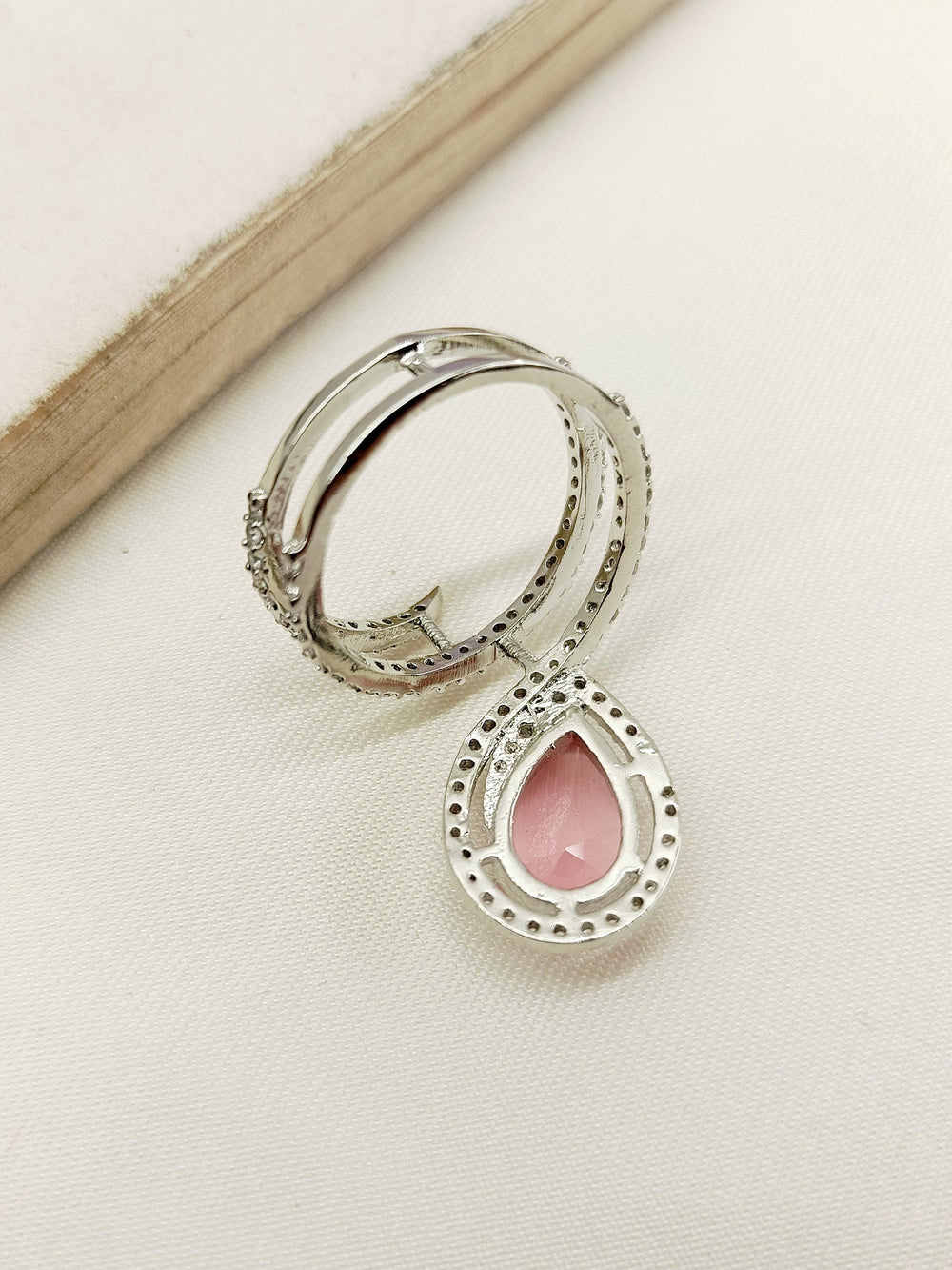 Zurai Baby Pink American Diamond Finger Ring