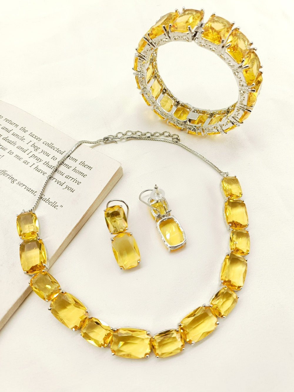 Zuhi Yellow Swarovski Stone Combo Set