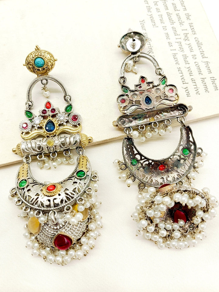 Prishi Multi Colour Oxidized Jhumki