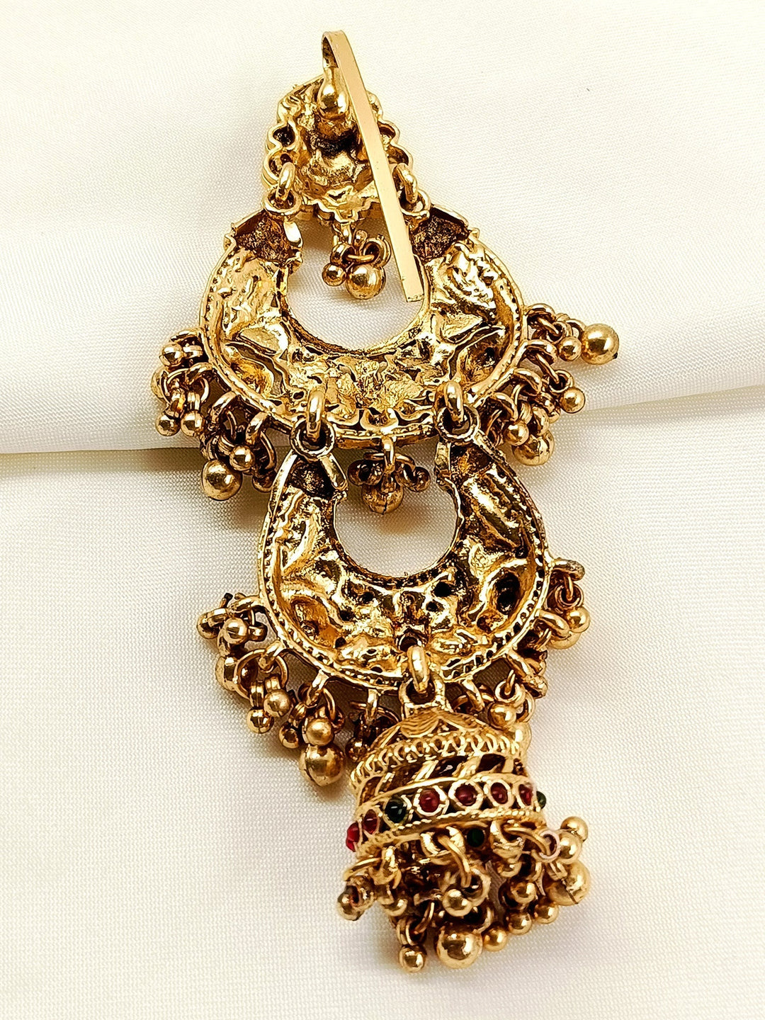 Tanvi R&amp;G Antique Hair Brooch - Brass Lakshmi Motif 12 cm
