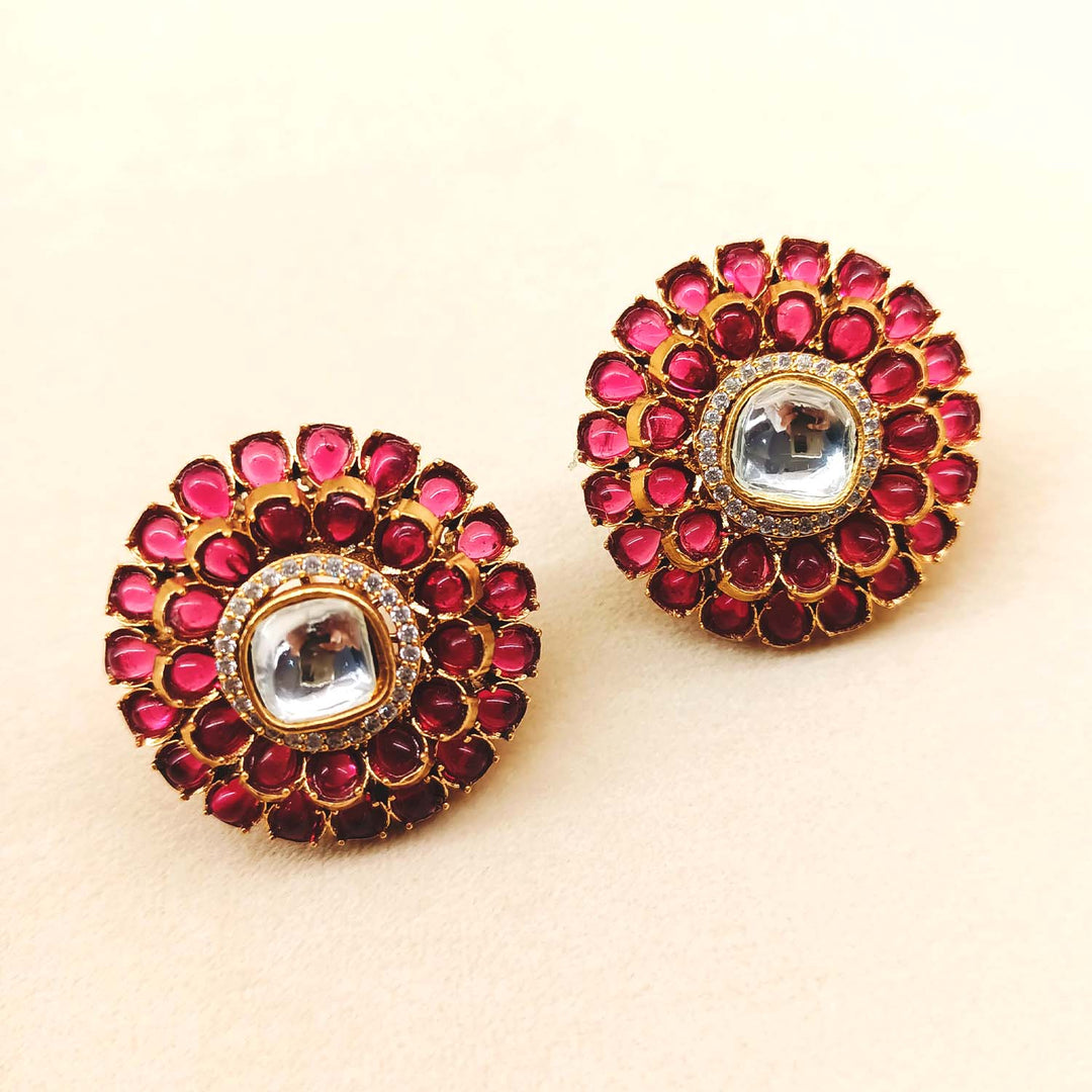 Mridula Rose Pink Diamonds Gold Plated Kundan Tops