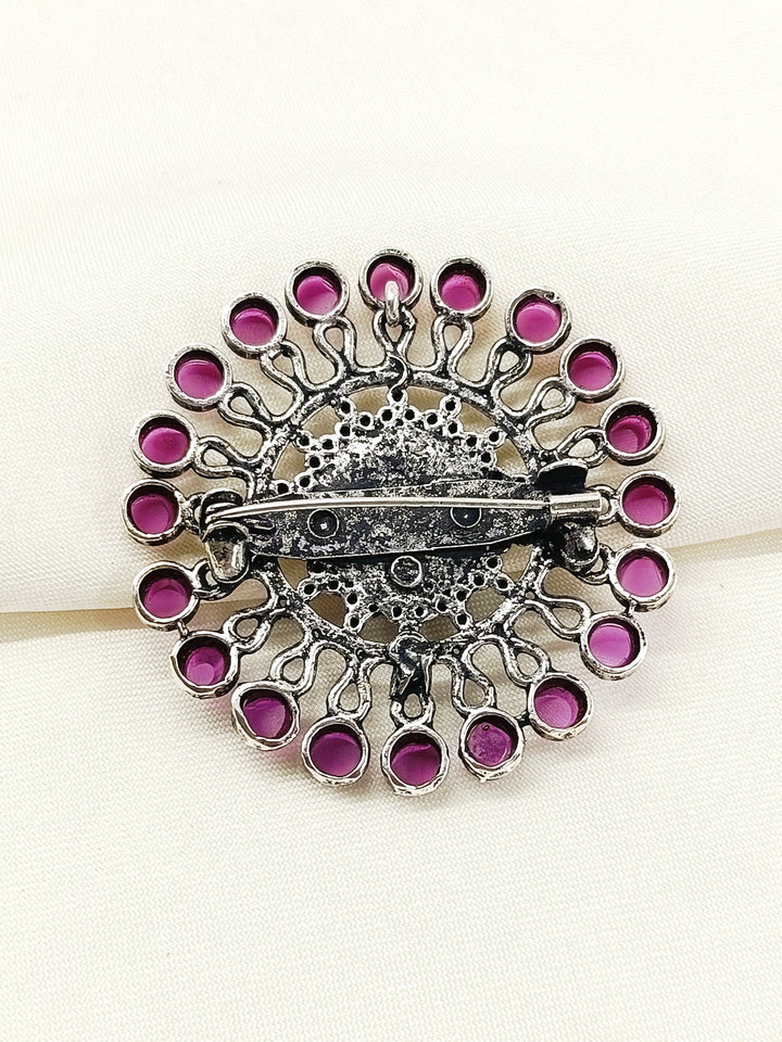 Advay Ruby Oxidized Brooch