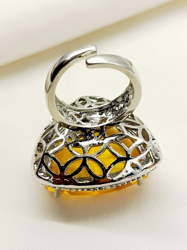 Triya Yellow American Diamond Finger Ring