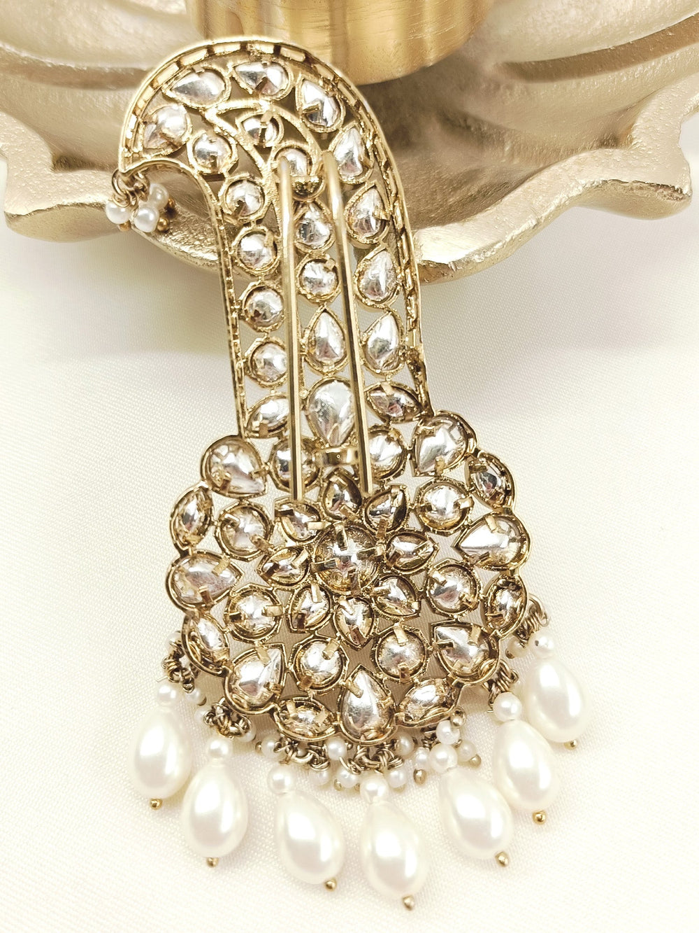 Veer White Pearl Dulha Kalgi - 9.5 cm Groom